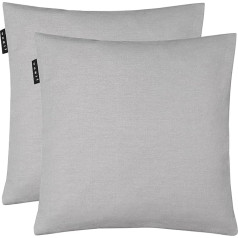 LINUM Annabell Elegant Cushion Cover 40 x 40 cm Pack of 2, 100% Cotton, Machine Washable, Light Grey