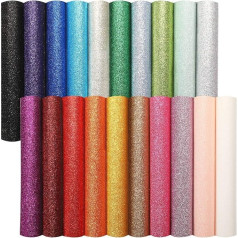 WILLBOND Pack of 20 Valentine's Day Shiny Glitter Faux Leather Leaves PU Faux Leather Fabric Sheet for DIY Crafts Wedding Sewing Earrings Craft Hair Bows Clips Decoration Favours, 8.3 x 11.8 Inches