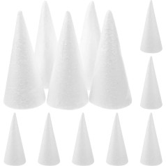 Holibanna Foam Cone Styrofoam Polystyrene Cone Shapes White Christmas Tree Craft Table Decoration Props 1 Piece (12 pcs, 10cm)