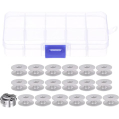sourcing map 18pcs Aluminum Bobbins with Bobbin Case for Single Needle Sewing Machine Silver