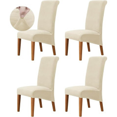 Ruucy Velvet Chair Covers, Set of 4, Stretch Chair Covers for Dining Room Chairs, Washable Armchair Cover, Universal Armchair Cover for Dining Room, Hotel, Banquet, Wedding, Party (Medium - Beige)