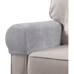 WINOMO Armrest Covers Stretch Non-Slip Furniture Protector Armchair Slipcovers for Recliner Sofa Chairs 2 Pack (Grey)