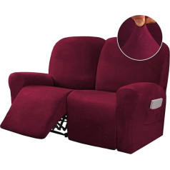 6 Pieces Deck Chair Covers 2 Seater Velvet Stretch Deck Chair Couch Covers for 2 Pillows Sofa Slipcovers Furniture Covers Custom Style Thick Soft Washable Burgundy