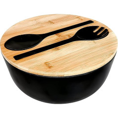 Salad Bowl Serving Cutlery with Chopping Board Lid and Cutlery, Mixing Bowls, for Fruit, Salads and Decoration