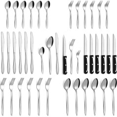 Cutlery Set, Cutlery Set for 6 People, 36-Piece Stainless Steel Cutlery with Steak Knife, Elegant and Modern Cutlery Set, Cutlery Set for Restaurant, Hotel, Home, Dishwasher Safe