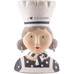 LadykopfI Decorative Head I Chef I Plaster I Handmade I White/Black/Grey I Kitchen Decoration Head Bust Sculpture Decoration Window Decoration
