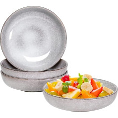 Ceramic Grain Bowls, Set of 4 Salad Bowls, 740 ml, 20 cm Cereal Bowls, Snack Bowls for Pasta, Salad, Grain, Soups, Dessert, Light Grey