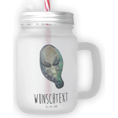 Mr. & Mrs. Panda Personalised Drinking Glass Mason Jar Manatee Happy – Personalised Gifts, Girlfriend, Lovesickness, Self-Love, Wishing Jar with