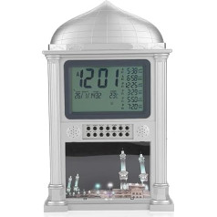 1 x Plastic Azan Prayer Nimaz Clock, Digital Calendar Time Display, Alarm Clock with LCD Display (Grey)