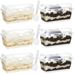 SZHTFX 50 Pieces Dessert Cups with Lid + 50 Pieces Spoons, 140 ml Dessert Cups Set Mini Dessert Cups Reusable Clear Plastic Serving Bowl for Dessert Pudding Party Dessert Bowls