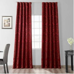 (50 X 96, Red & Bronze) - . Drapes JQCH-201268-96 Astoria Faux Silk Jacquard Curtain, Red & Bronze, 50 x 96