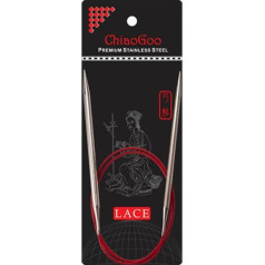 ChiaoGoo CG7024-19 Circular Knitting Needle, Silver, Red, One Size