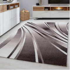 Bravich Beige Brown Modern Contemporary Wave Pattern Thick Soft Carpet Living Room Bedroom Rugs 160 x 230 cm