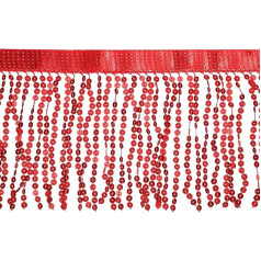 QUARKZMAN 1 Yard 6 Inch Pailletten Fransenbesatz, Pailletten Spitzen Funkelnder Fransenbesatz Quaste Band für DIY Lateinamerikanisches Tanzkleid Kleidung Nähen Handwerk Dekor (Rot)