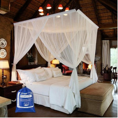 Ciaoed Mosquito Net Large Square Mosquito Nets for Double Bed and Single Bed 4 Open Sides Rectangular Net Curtain Travel with Carry Bag 190 x 210 x 240 cm (White)