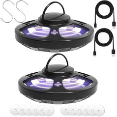 AMFUN Flea Trap for Home, Pack of 2 Flea and Bed Bug Traps, LED Lightweight Flea Trap Lamp, Lightweight Sticky Bed Bug Trap, with 12 Adhesive Disks, 2 Hooks, 2 Power Cords