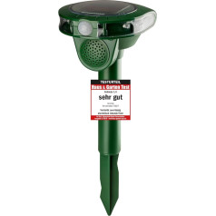 GRUNDIG Ultrasonic Solar Animal Repellent, Cat Repellent, Marten Repellent, up to 8 m Range, Motion Sensor, Weatherproof IP44, Ni-MH Battery, Frequency 13-60 kHz (Green)