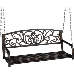 Relaxdays Hanging Bench, 2-Seater, Garden Swing for Hanging, Vintage Design, Metal, HBT 190 x 133 x 55 cm, Black/Bronze
