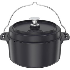 RÖSLE VARIO Dutch Oven, High-Quality Dutch Oven Made of Enamelled Cast Iron, Lid Can be Used as a Pan, with Carry Handle, 5.5 L, 36 x 30 x 22.5 cm, Black