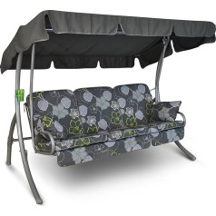 Angerer Freizeitmöbel GmbH Comfort Hollywood Swing - Garden Swing Made in Germany - Swing for Sitting, Lying and Relaxing - Includes Bed Function - Easy Assembly (Grey/Green Flower)