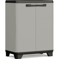 Keter Planet Low Cabinet - Recycled Plastic, Grey/Black, 680 x 390 x 900 mm, Polypropylene, Basse