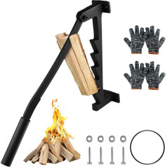 SWAWIS Wood Splitter, Manual High Carbon Steel, Manual Splitting Tool with 2 Gloves, Wall Mount Kindling Splitter, Outdoor, Handwood Splitter, Chip Knife for Campsite, Home, BBQ