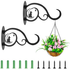 N/S Balcony Plant Bracket, 2 Pieces Wrought Iron Hanging Hanging Basket Wall Mount for Plants, Outdoor Decoration for Balcony, Garden, Plant, Wall Decor