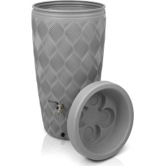 YourCasa Rain Barrel 240 Litres [Seabreeze] Rain Barrel Frost-Proof Plastic with Tap - Rainwater Barrel - Water Barrel Rainwater Tank Water Barrel for Garden (Grey with Tap)