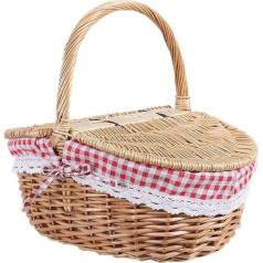 Juwaacoo Country Style Picnic Basket with Lid and Liners for Picnics, Parties, Weddings and BBQs