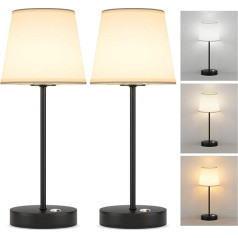 irotine Black Pack of 2 Battery LED Table Lamps Made of Fabric, Portable 6000 mAh Rechargeable Wireless LED Table Lamp, 3 Lighting Modes, Dimmable Battery Table Lamp for Camping/Patio/Restaurant