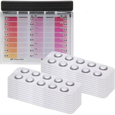 POWERHAUS24 Premium Rapid Tester with 200 Test Tablets, 100x Free Chlorine/Bromine and 100x pH, Detailed Colour Scale, up to 16 Colour Gradations, Reagents Made in Germany