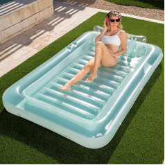 Sloosh Inflatable Sun Pool Lounge Float, Suntan Tub Raft Float, Tanning Pool with Removable Cushion, Personal Pool Lounger for Adults, Summer Fun, Water Party