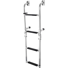 Folding Swimming Ladder, 4 Steps, Stainless Steel Boat Ladder, Extendable Swimming Deck Ladder with Non-Slip Steps, Load 150 kg for Pool/Boat