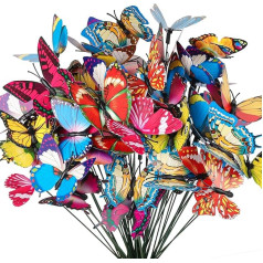 Teenitor Butterfly Decorations Garden Stakes Colorful Butterfly Garden Decor Patio Decor Decorations for Indoor Outdoor Yard Lawn Flower Bouquet Flower Pot 60pcs