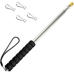 Telescopic Flagpole with Clips, Portable Flagpole Lightweight Extendable Tourguide Stainless Steel Banner Flag Pole Pointer for Teachers with Non-Slip Handle (2.5m, Black and Gold)