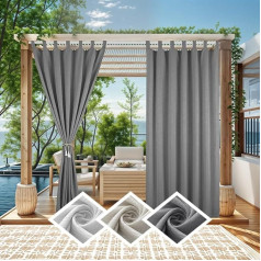 TOPCHANCES Outdoor Curtain, Weatherproof, Blackout Curtain with Eyelets, Opaque Sun Protection Patio for Living Room, Bedroom, Patio, Balcony, Gazebo (Grey, 52 x 108 inches, 1 Piece)
