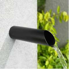 Aquadock 1.2 Inch 316 Stainless Steel Round Waterfall Spout Scupper, Outdoor Spillway Water Fountain Landscape Decor for Pools, Ponds, Water Walls, Total Length 8 inches (Matte Black)