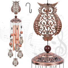 Owl Decorative Windbell Owl with S-Hooks with 4 Aluminium Tubes, 6 Bells, 7 Owls for Home, Gifts, Balcony, Festival and Garden Decoration