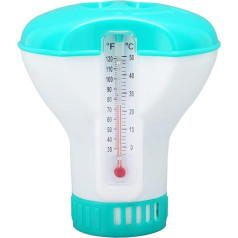 Omabeta Spa Chemical Dispenser with Thermometer, Reusable, Lake Blue, Swimming Pool, Chlorine Tablet, Float, Pool Cleaning Tool for Hot Tubs, Swimming Pools