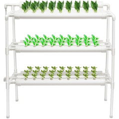 Propagation Systems, 3-Layer Plant Plant Hydroponic System Grow Kit 90 Plant Sites, for Growing Leafy Vegetables such as Salad, Greens, Celery, Beets, Peppers in the Home and Office, PVC-U, White