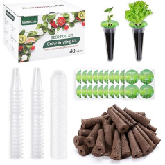 GardenCube Hydroponic Capsule Set 160 Pieces with 40 Grow Sponges, 40 Plant Baskets, 40 Planting Domes, 40 Pod Labels, Compatible with All Brands Hydroponic Accessories