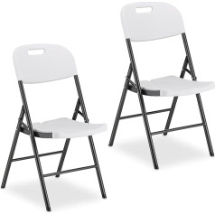 Relaxdays Folding Chairs, Set of 2 Garden Chairs for Patio and Balcony, 150 kg, Weatherproof, Foldable, Balcony Chair, Black/White