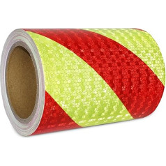 XFXIA Reflective Tape Red Yellow 15 cm x 20 m Waterproof Reflective Tape Self-Adhesive Warning Tape Safety Tape Conspicuous Warning Tape for Vehicles, Cars, Trailers, Outdoor