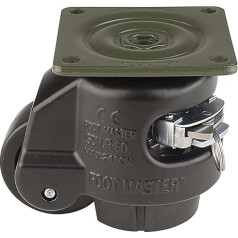 FOOTMASTER GDR-60F-BLK Nylon Wheel and NBR Pad Ratcheting Leveling Caster, 550 lbs, Top Plate 2 7/8