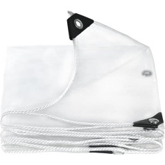 Waterproof Transparent PVC Tarpaulin with Eyelets, 0.35 mm Glass Clear Waterproof Rain Cover Tarpaulin Transparent with Eyelets for Gazebo, Balcony, Gardens, Plant Roof, Weatherproof (3 x 3 m)