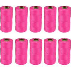 sourcing map 10 Stück solides geflochtenes Nylonseil, 1,9 cm, 300 m, Mehrzweck-Polypropylen-Allzweck-Seil, Schnur für Camping, Fahnenmast, Kletterknoten, Rosa
