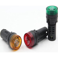 BADIKA Anzeigelampe 100 stücke L + E + D Kontrollleuchte, Signalleuchte AD16-22SM 22mm Mechanischer Summer Mit Blinkerschalter(Red,NORMAL Type 22MM_AC220V)