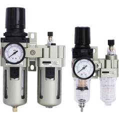 AC2010-02 AC3010-03 AC4010-04 Pneumatisches Druckreglerventil, Öl-Wasserabscheider, manuelle Entwässerung für Kompressor-Luftfilter (Farbe: AC4010-04 mit C, Größe: Kupferfilter)