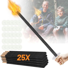 Gimisgu 25 x Torches, 72 cm Torches, Burning Time 90-100 Minutes, with Drip Tray, Suitable for Hiking, Campfire Party, Outdoor Activities, Children's Torches, Garden Torches, Outdoor Decoration