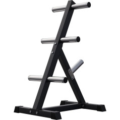 GORILLA SPORTS® Weight Plate Stand - 7 Bars with 50 mm Disc Holder, Maximum Load 350 kg, Black/White - Weight Stand, Dumbbell Rack, Dumbbell Stand, Plate Stand, Weight Tree